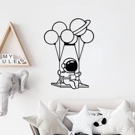 Wallity Astronaut 1 Escultura de pared de metal negra